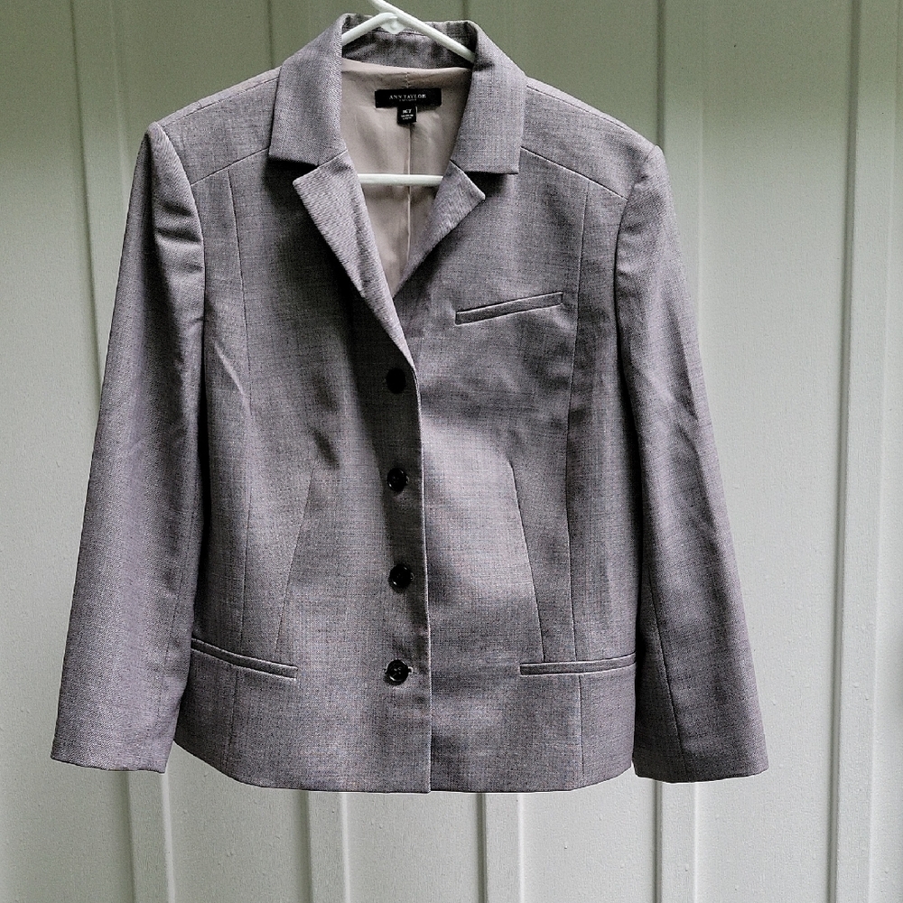 Ann Taylor Gray Structured Blazer Professional Suit Jacket